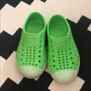 Glow in the dark green Native waterproof shoes